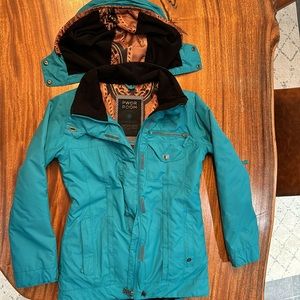 PWDR ROOM Snowboard Jacket Ski Jacket Womens Size XS 5000mm / 5000g Teal